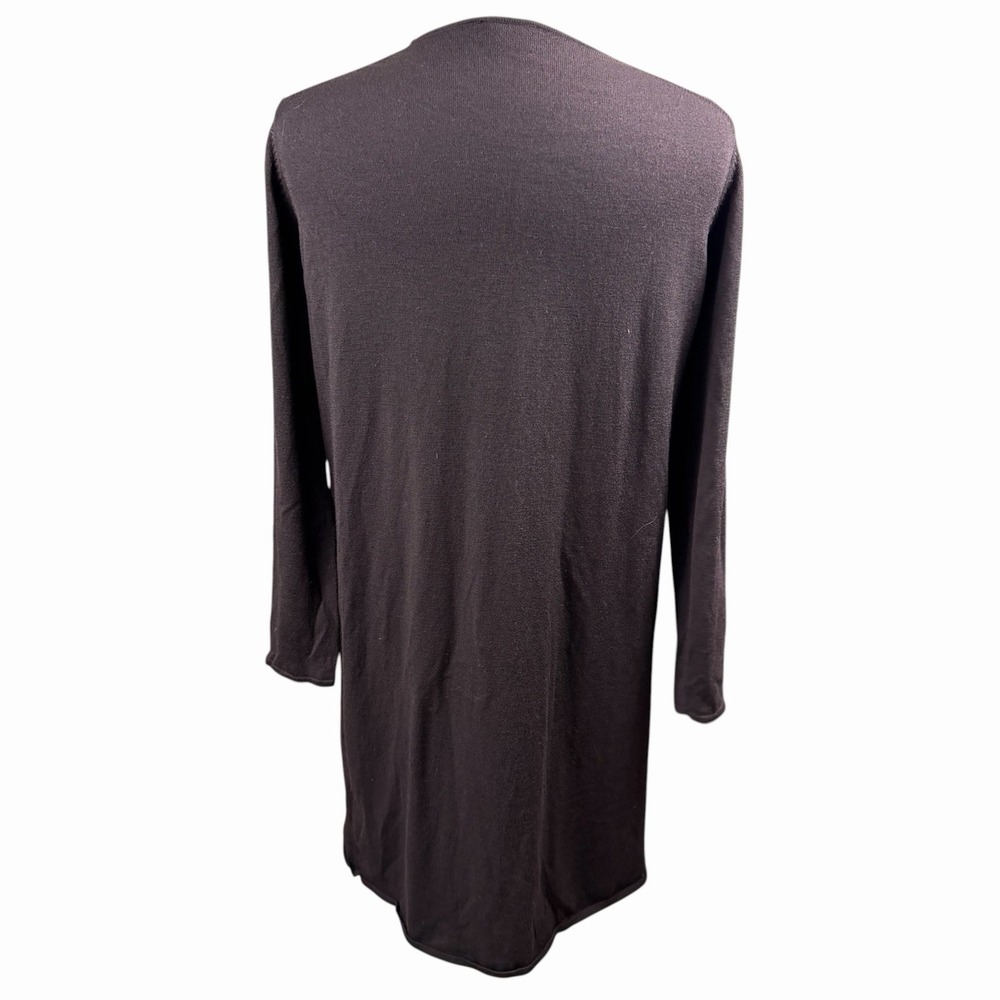 Eileen Fisher Women's Open Cardigan Sweater 100% Wool Petite S/M Chocolate Brown - Picture 5 of 9